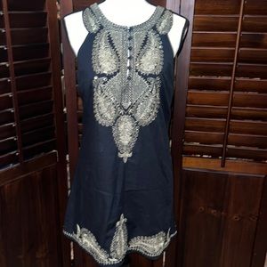 NWOT Free People gorgeous LBD w metallic gold threading and sequins size 6!